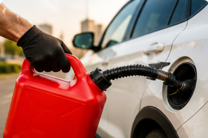 Emergency fuel being delivered to a stranded vehicle