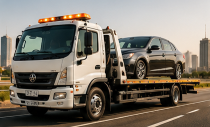 Tow truck loading a car for recovery